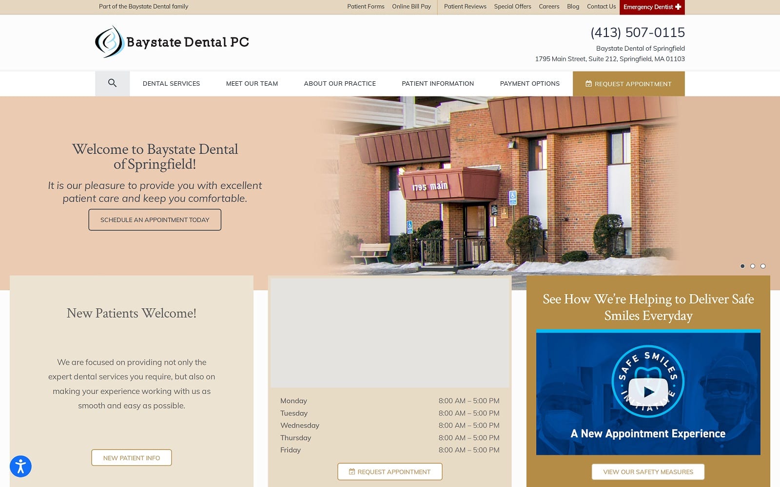 The Screenshot of Baystate Dental of Springfield baystate-dental.com/locations/springfield-main-st Website