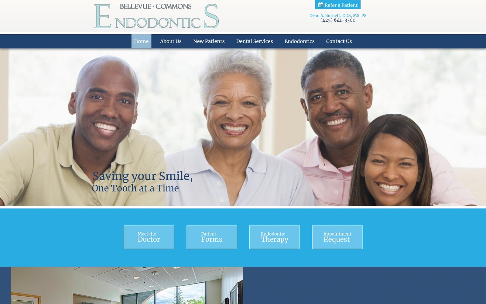 The Screenshot of Dr. Dean A. Burnett, DDS bellevuecommonsendodontics.com Website