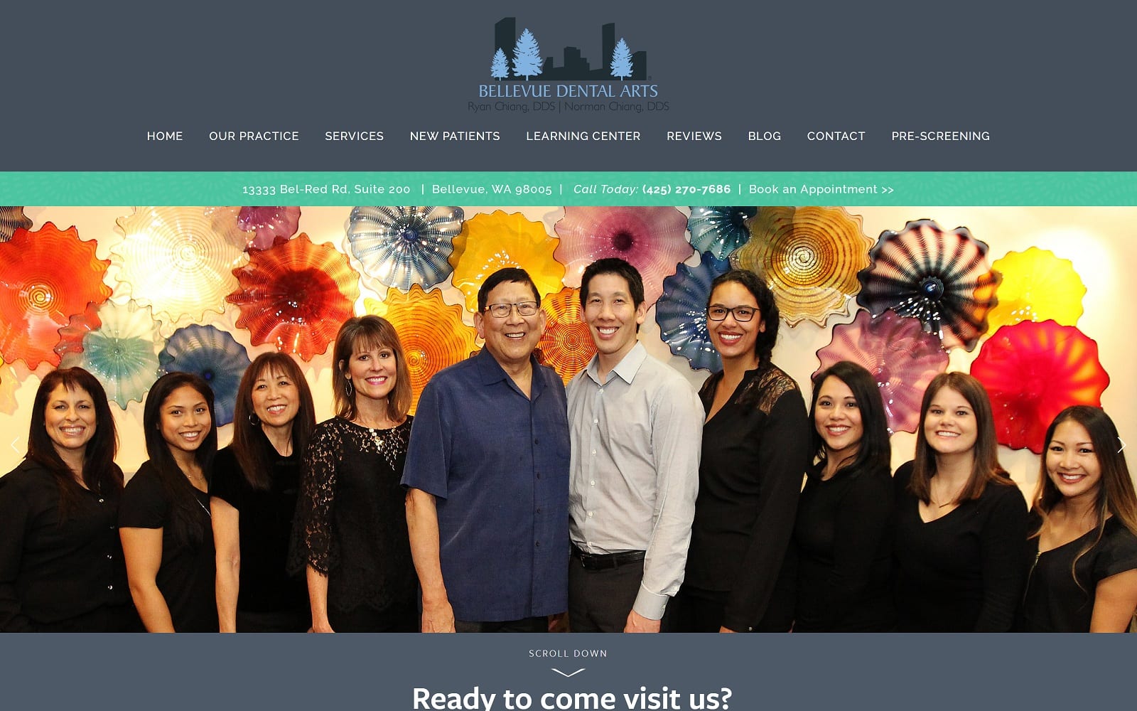 The Screenshot of Bellevue Dental Arts bellevuedentalarts.com Website
