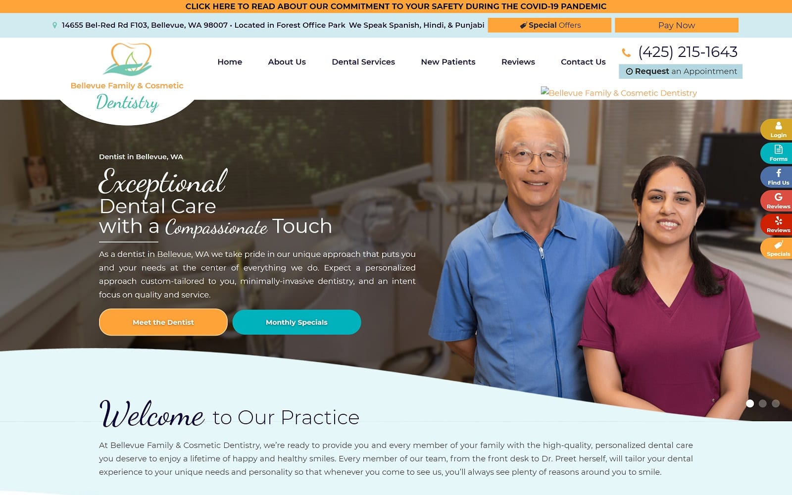The Screenshot of Bellevue Family & Cosmetic Dentistry bellevuedentaloffice.com Website