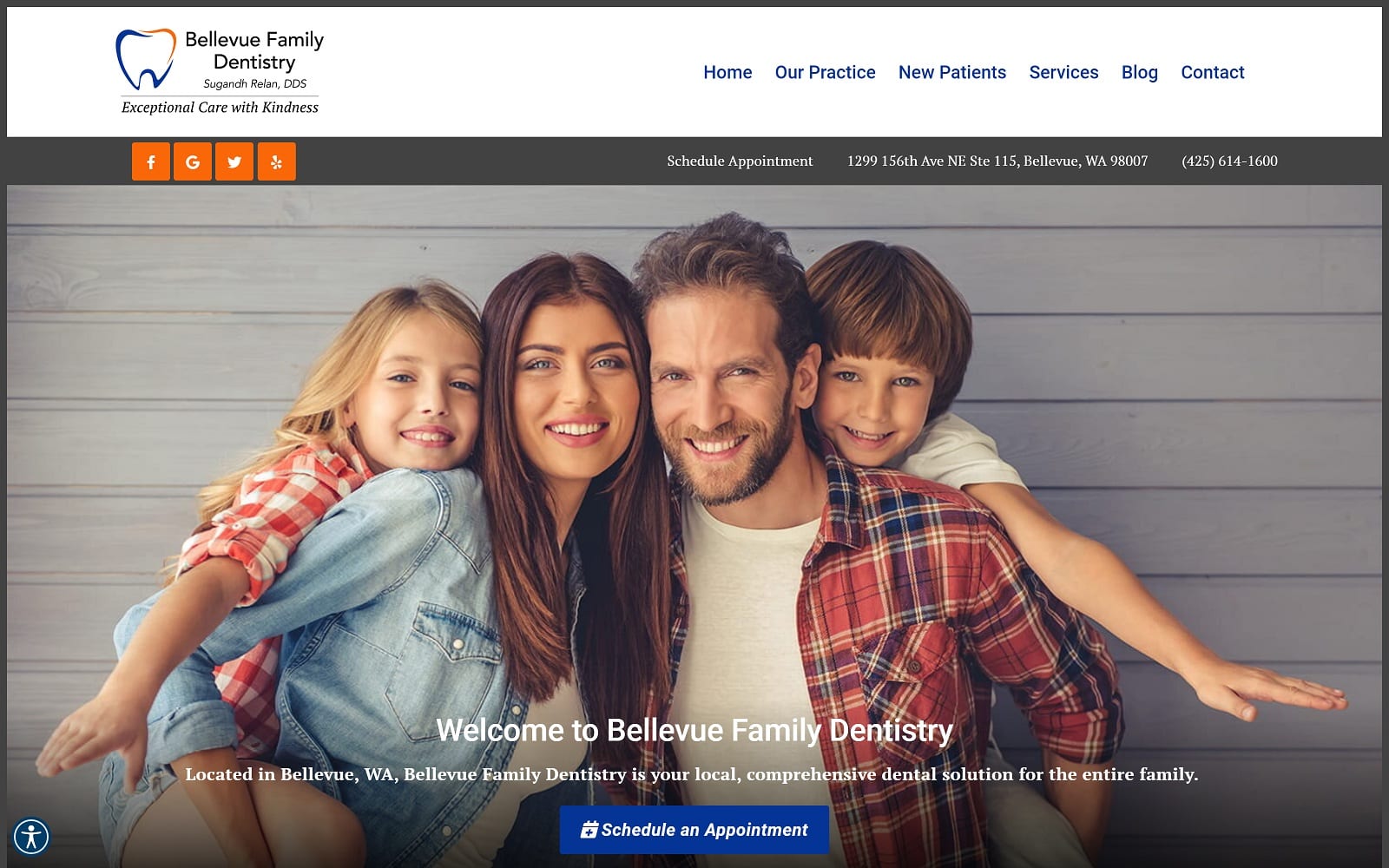 The Screenshot of Bellevue Family Dentistry bellevuefamilydentist.com Dr. Sugandh Relan Website