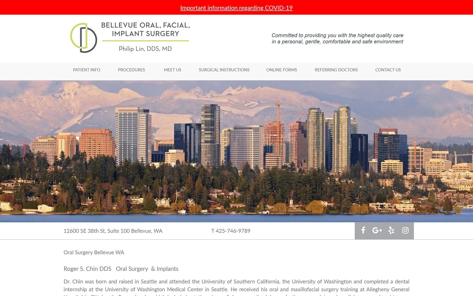 The Screenshot of Bellevue Oral, Facial, & Implant Surgery bellevueoralsurgery.com Website