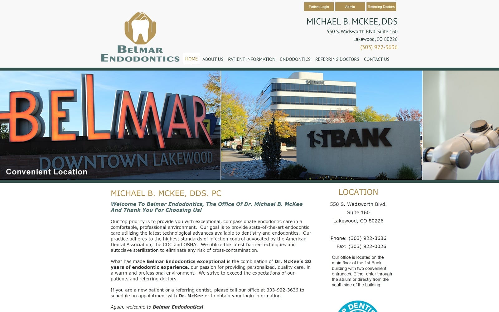 The Screenshot of Belmar Endodontics (Michael B. McKee DDS) belmarendo.com Website