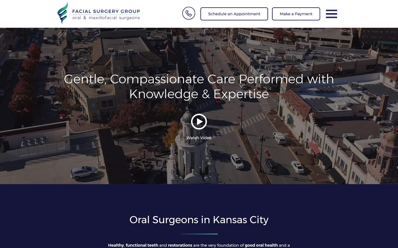 The Screenshot of Facial Surgery Group bestoralsurgerykc.com Website