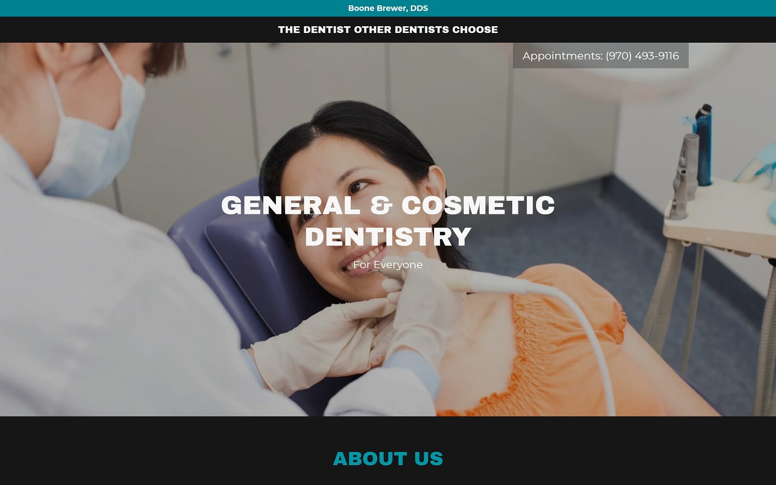 The Screenshot of Boone Brewer, DDS boonebrewerdds.com Website