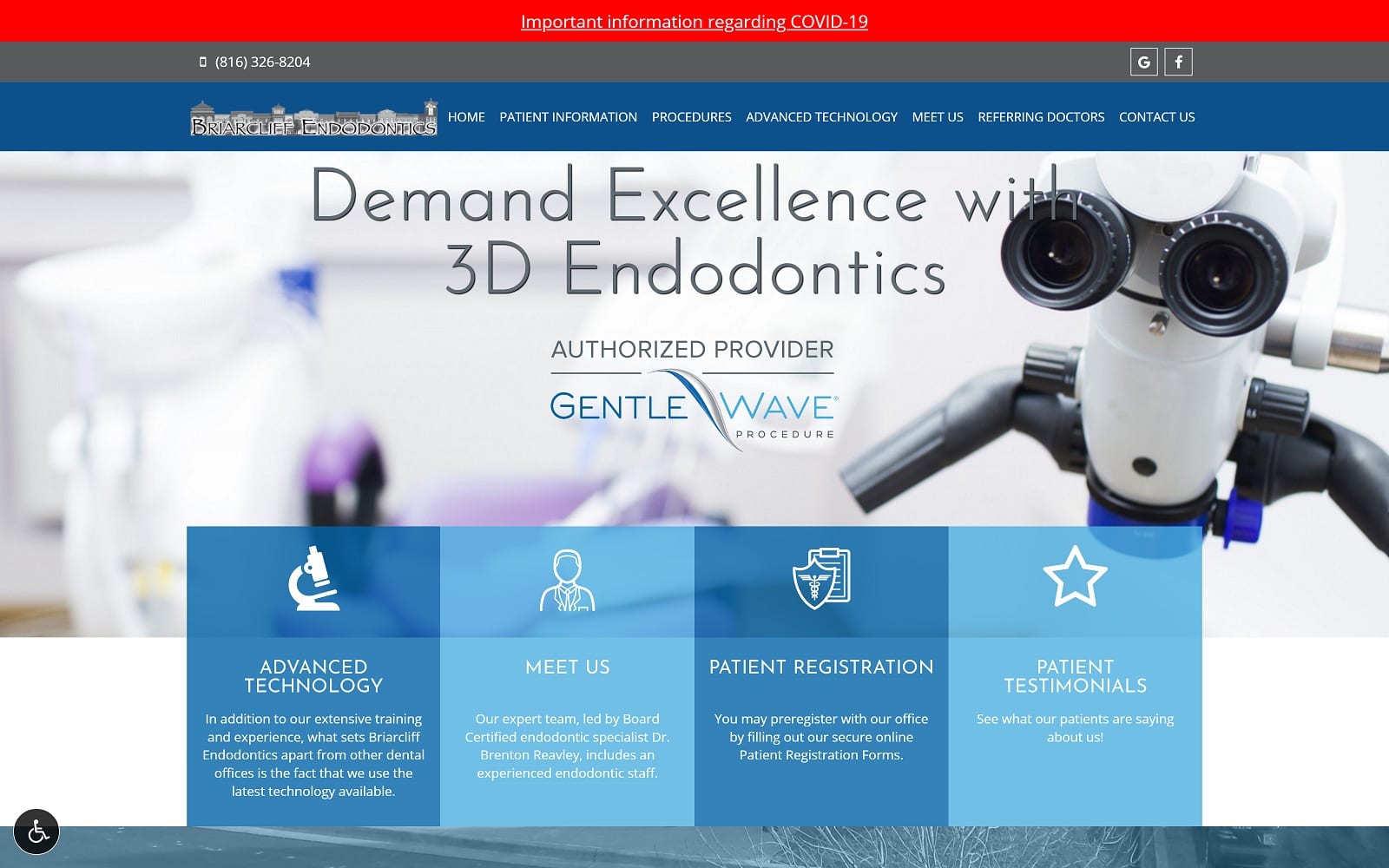 The Screenshot of Briarcliff Endodontics: Brenton A Reavley DDS briarcliffendo.com Website