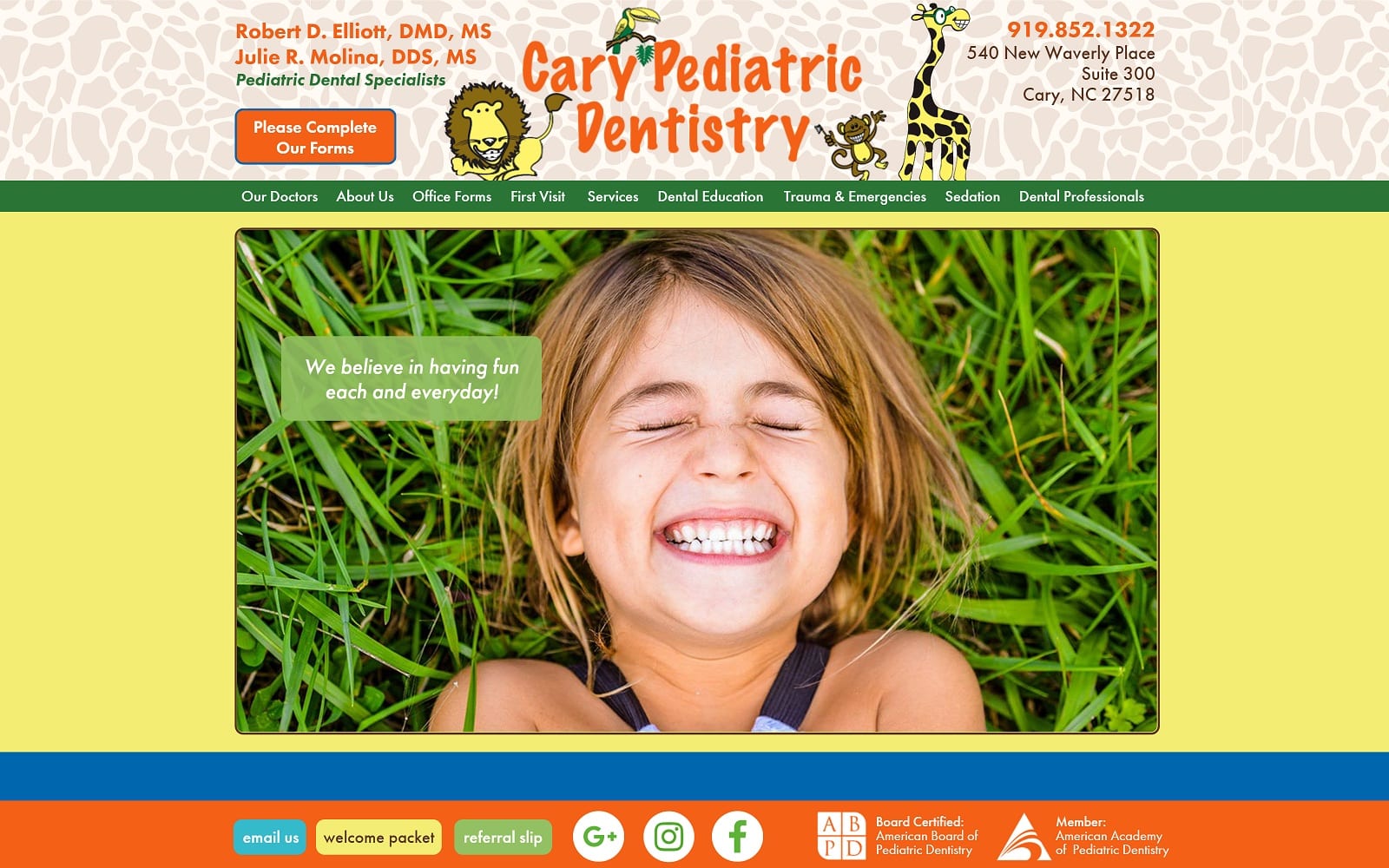 The Screenshot of Cary Pediatric Dentistry carypediatricdentistry.com Website
