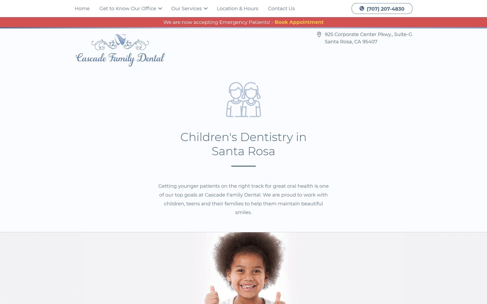 The Screenshot of Cascade Family Dental cascadedentalsantarosa.com Website