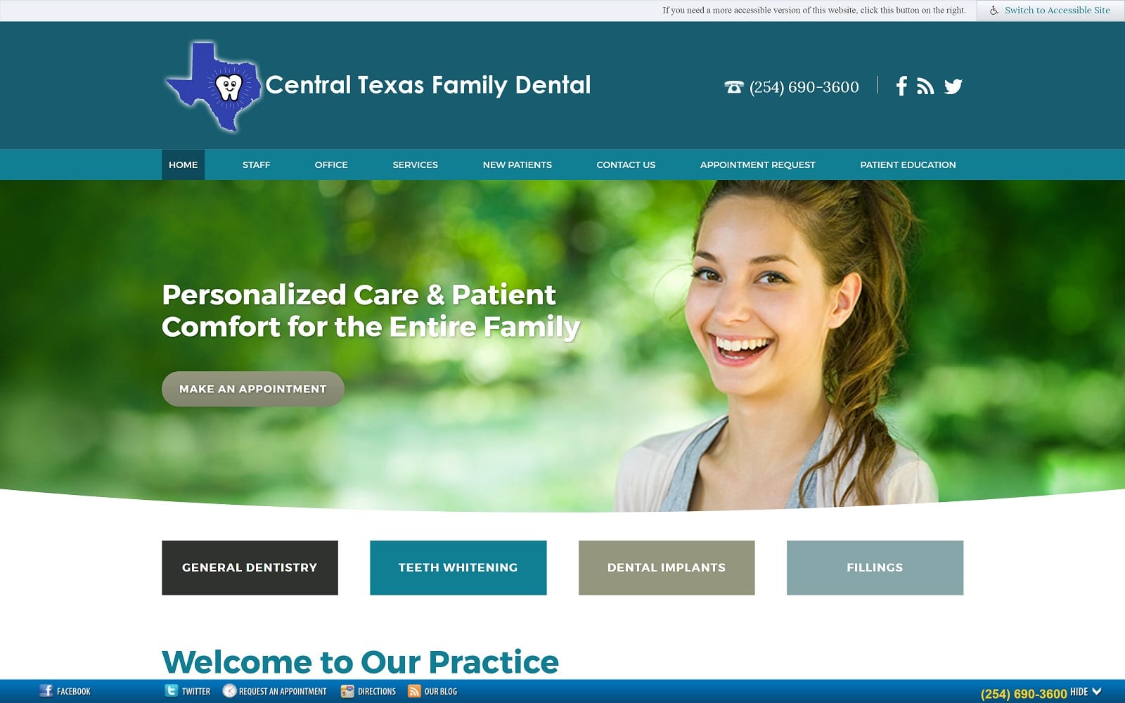 The Screenshot of Central Texas Family Dental centexdds.com Website
