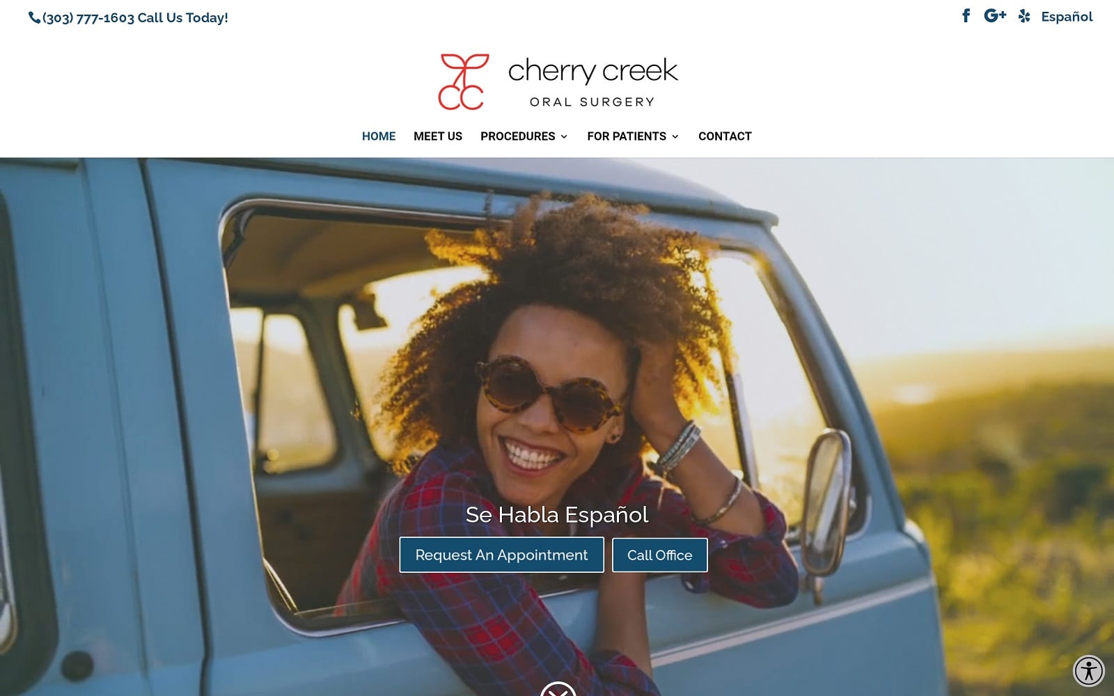 The Screenshot of Cherry Creek Oral Surgery & Dental Implants cherrycreekoralsurgery.com Website