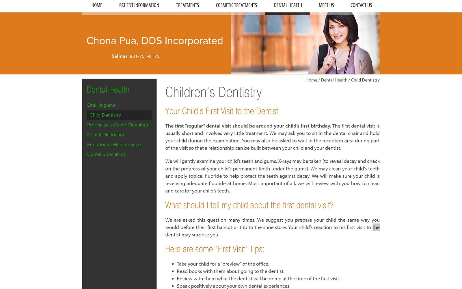 The Screenshot of Pua Chona DDS chonapuadds.com Website