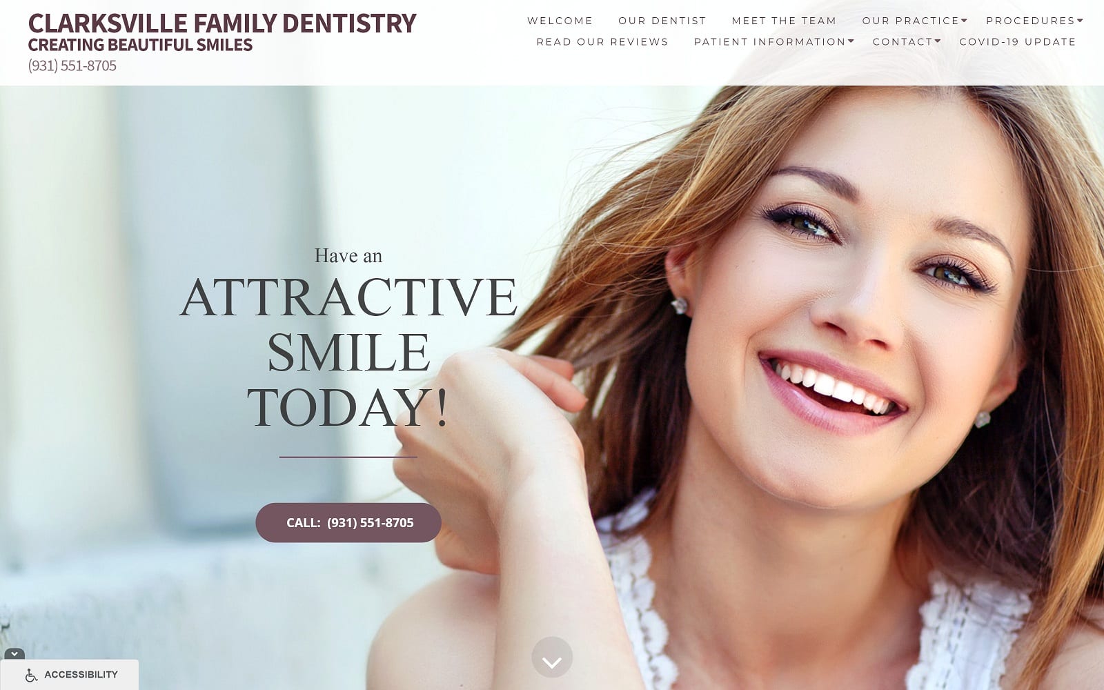 The Screenshot of Clarksville Family Dentistry clarksvillefamilydentistry.org Dr. Sunil Arunagiri Website