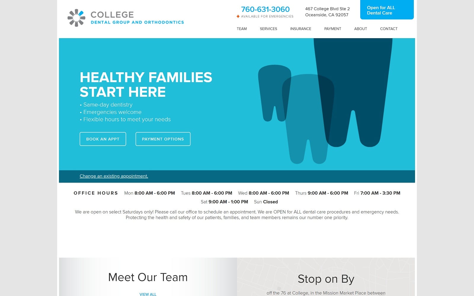 The Screenshot of College Dental Group and Orthodontics collegedentalgroup.com Website