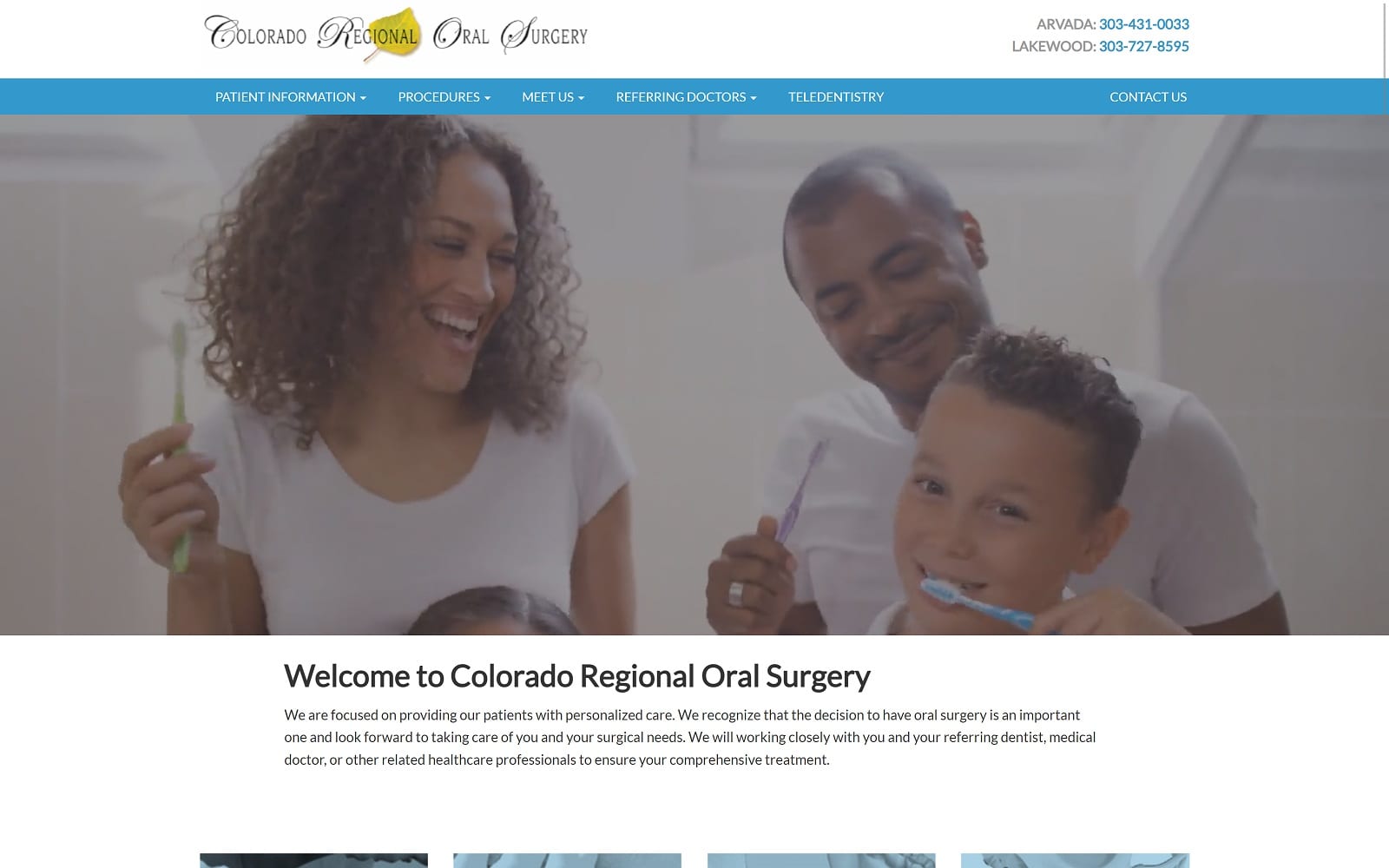 The Screenshot of Colorado Regional Oral Surgery coregionalos.com Website
