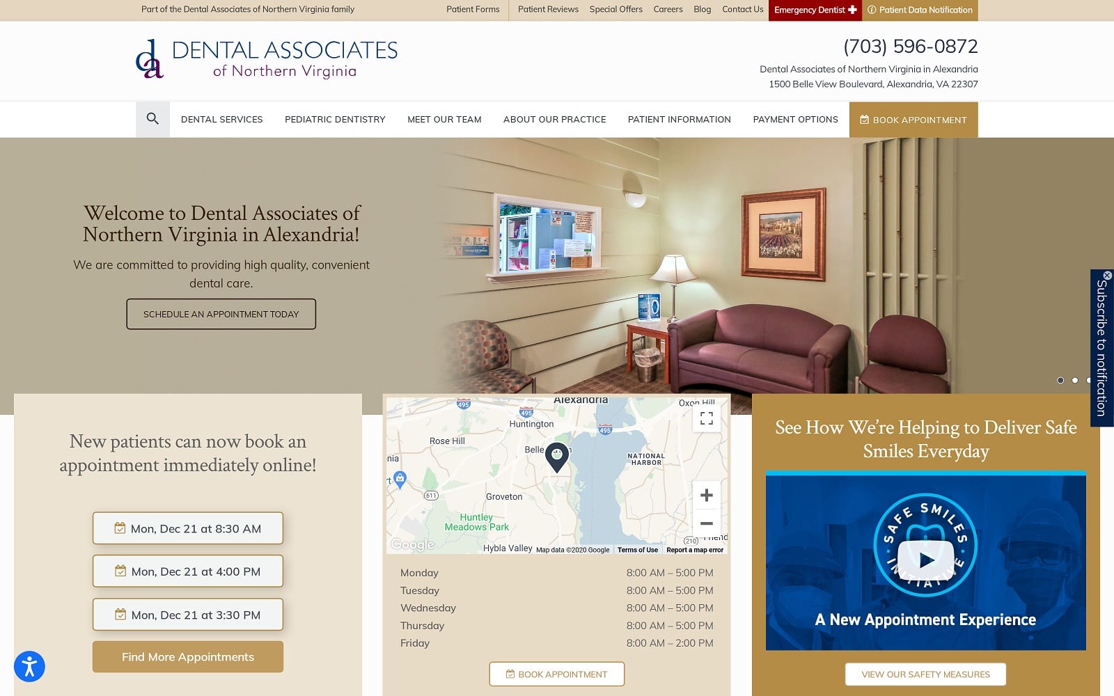 The Screenshot of Dental Associates of Northern Virginia in Alexandria dentalassociatesnova.com/locations/alexandria Website
 