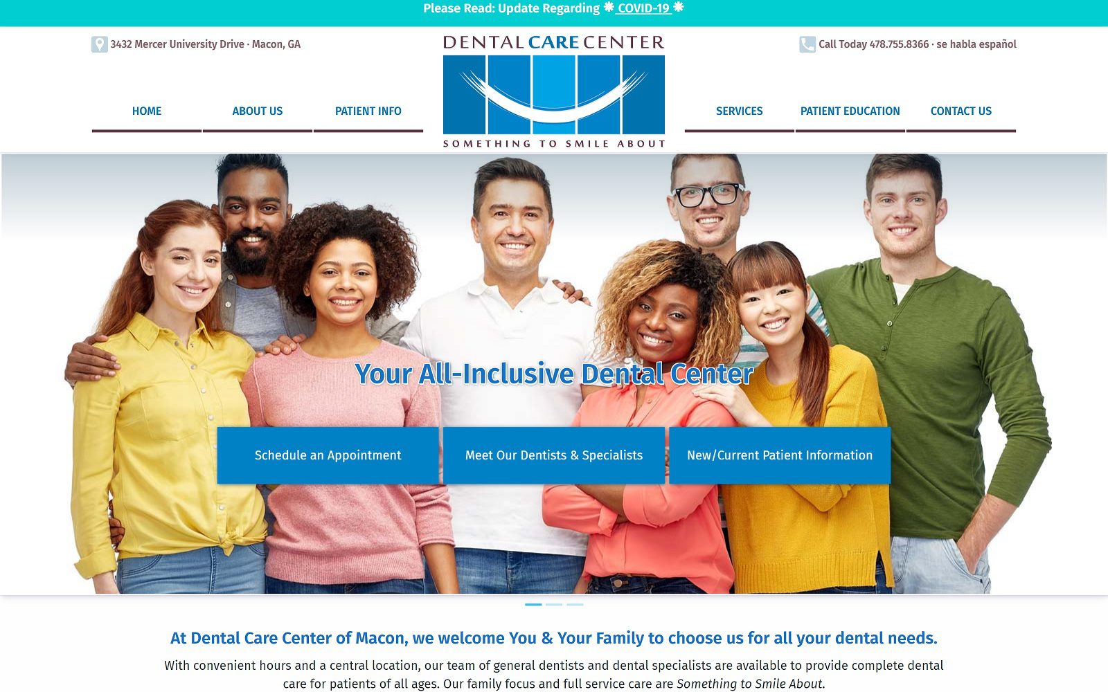 The Screenshot of Dental Care Center dentalcarecentermacon.com Website