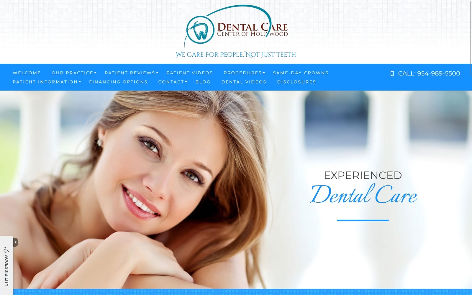 The Screenshot of Dental Care Center of Hollywood dentalcenterofhollywood.com Dr. Sperling Website