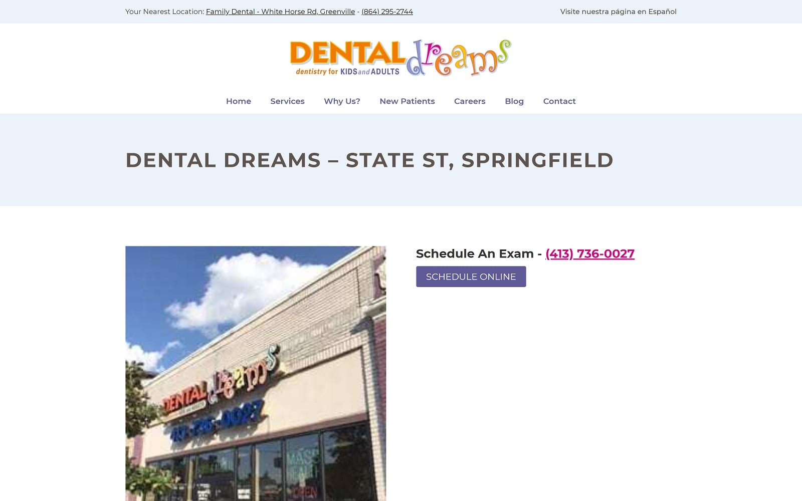 The Screenshot of Dental Dreams - Springfield dentaldreams.com/location/dental-dreams-state-st-springfield Website