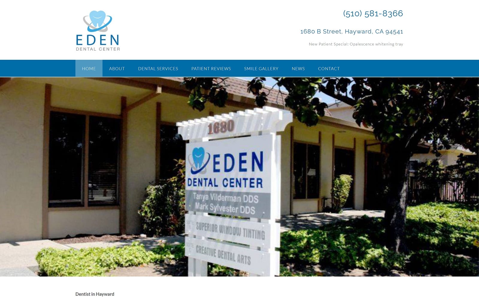 The Screenshot of Eden Dental Center dentisthaywardcastrovalley.com Website