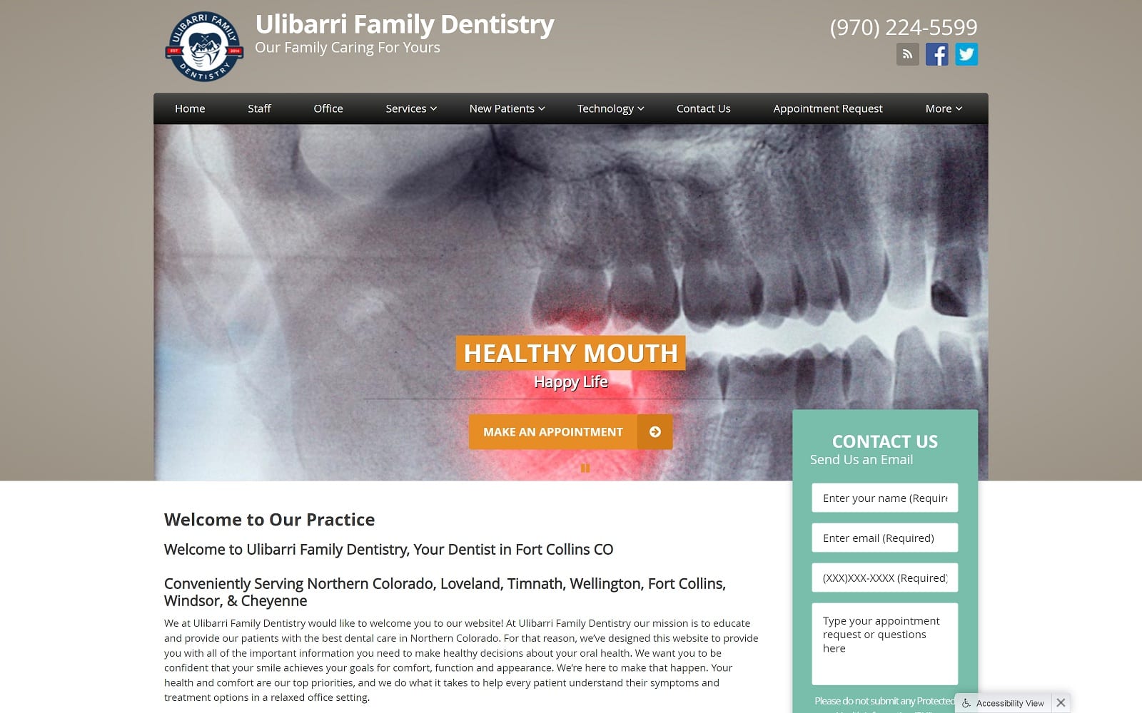 The Screenshot of Ulibarri Family Dentistry dentistoffortcollins.com Website