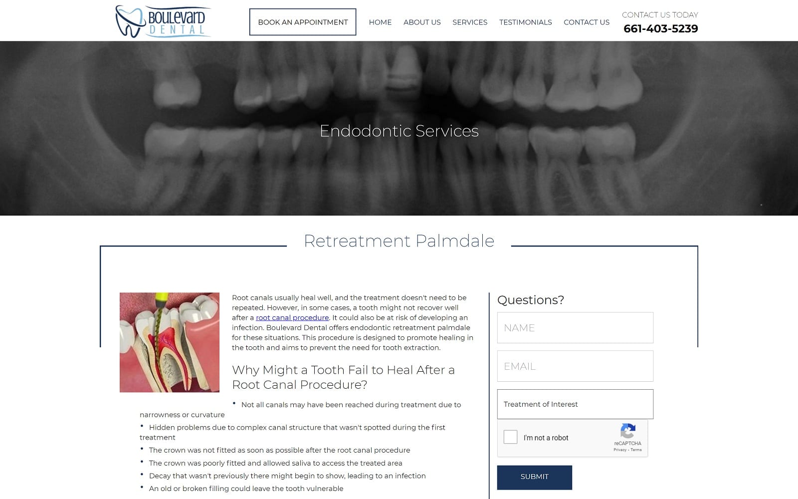The Screenshot of Boulevard Dental dentistpalmdale.com Website