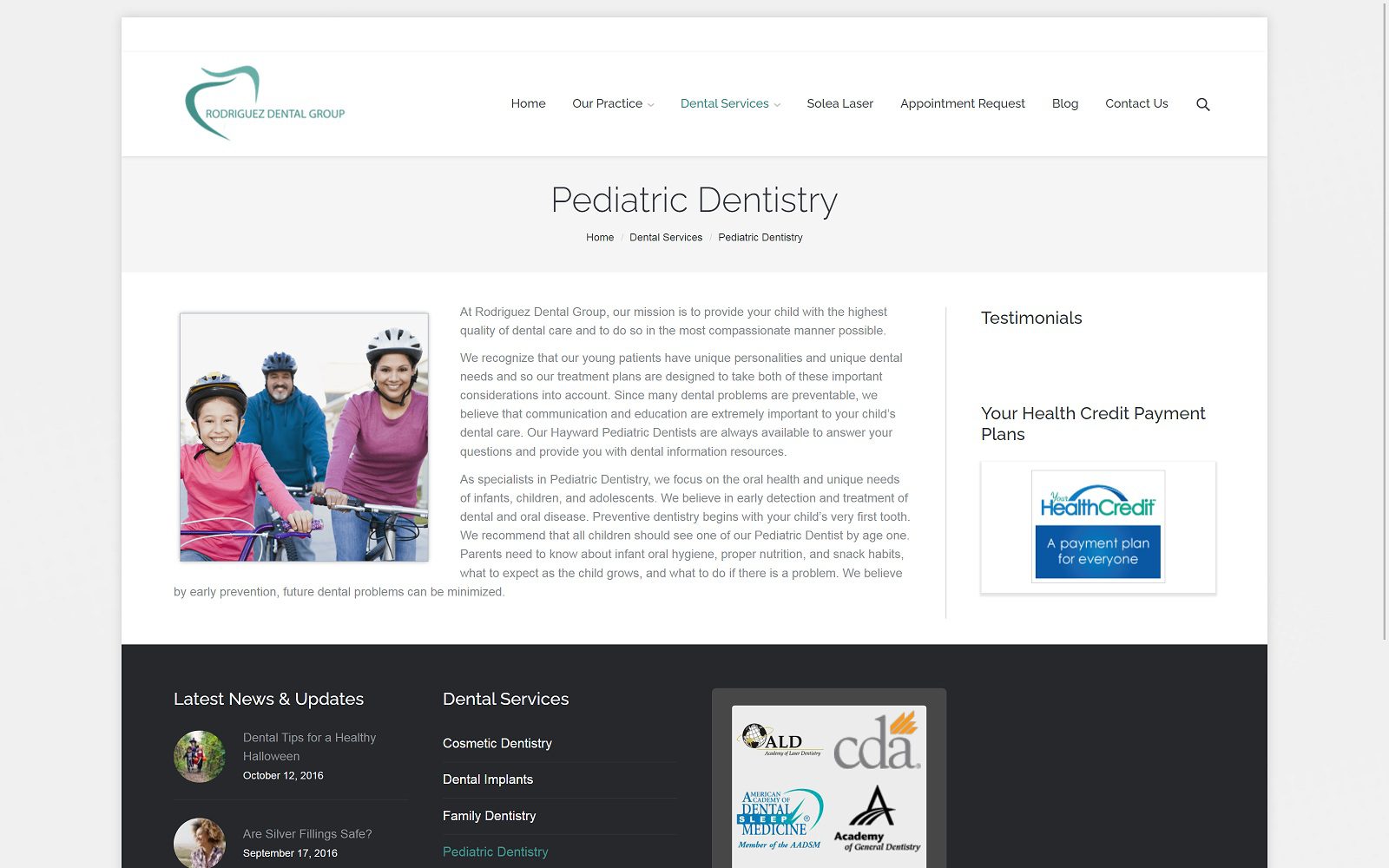 The Screenshot of Rodriguez Dental Group dentistryhayward.com Website