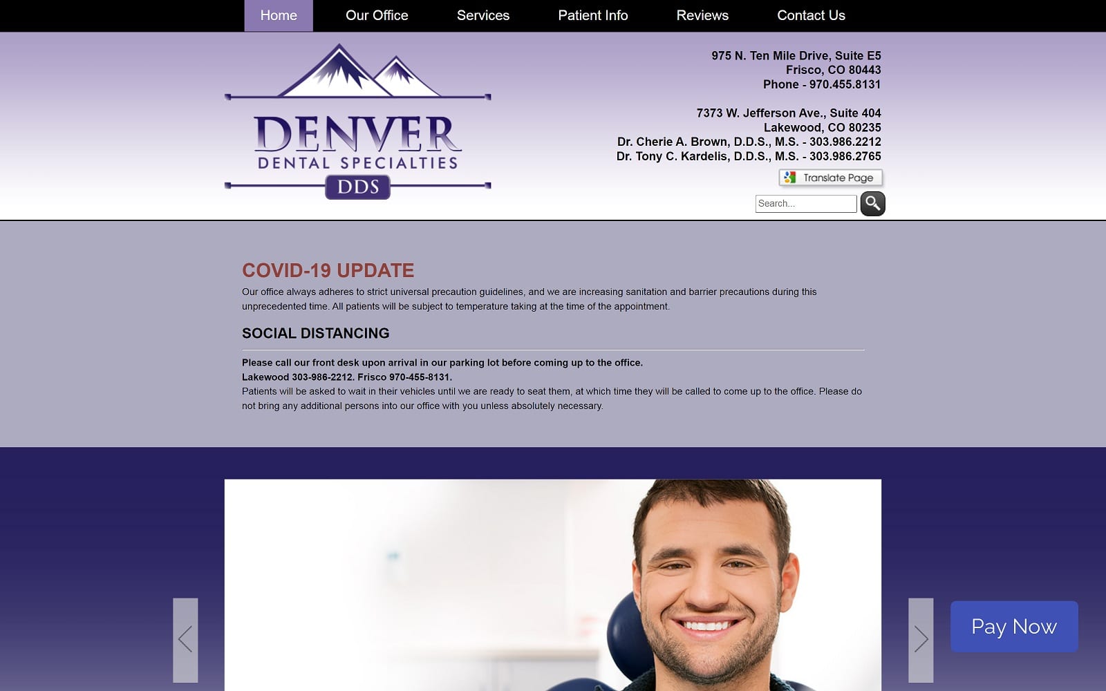 The Screenshot of Denver Dental Specialties denverdentalspecialties.com Website