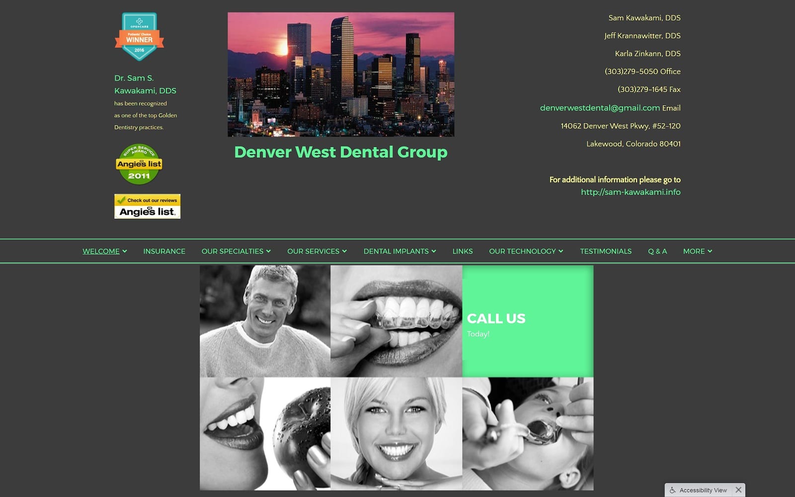The Screenshot of Denver West Dental Group-Dr. Sam Kawakami denverwestdentalgroup.com Website
