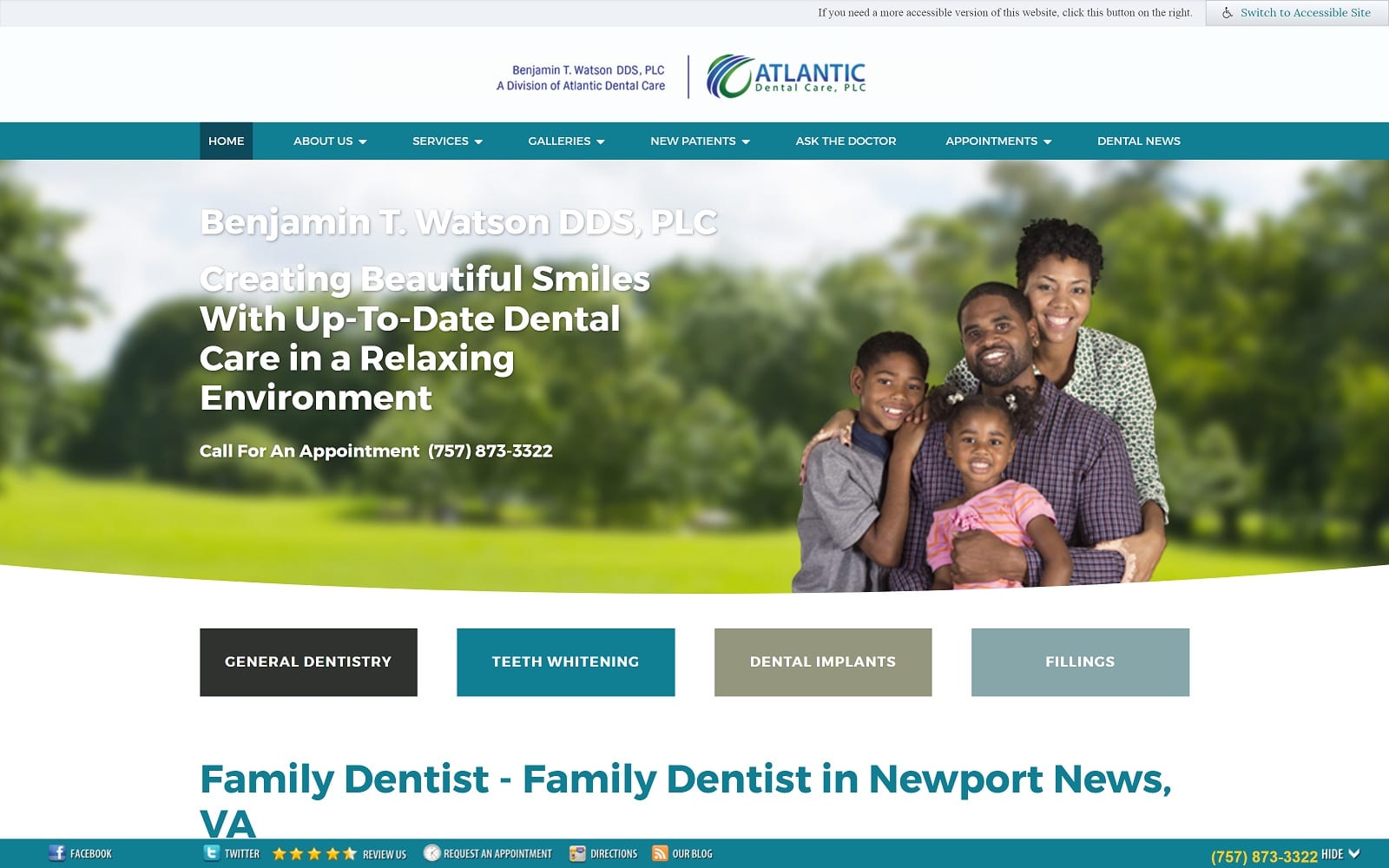 The Screenshot of Benjamin T Watson DDS, PLC dr-watson.com Website
