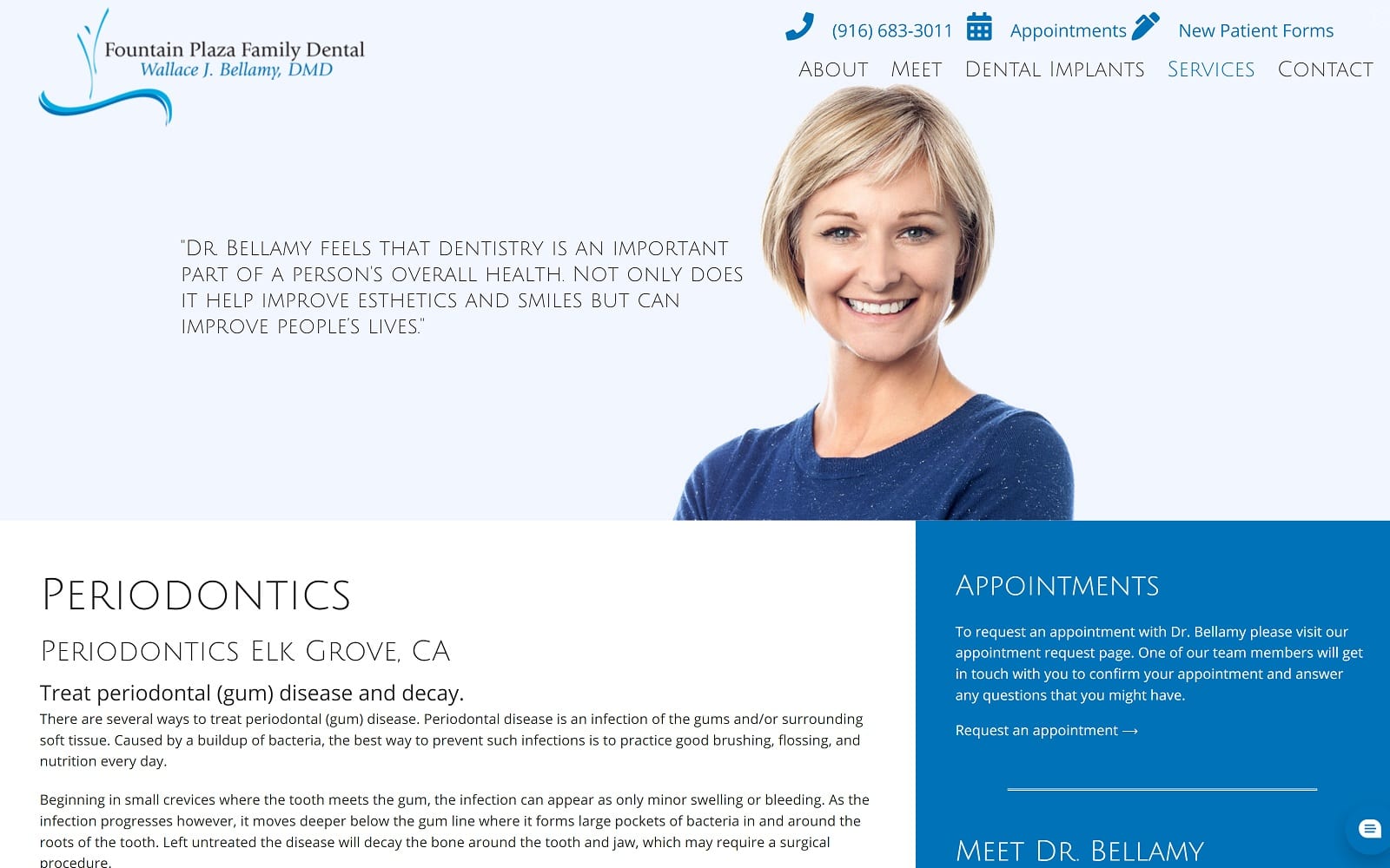 The Screenshot of Wallace J. Bellamy, DMD drbellamydmd.com Website