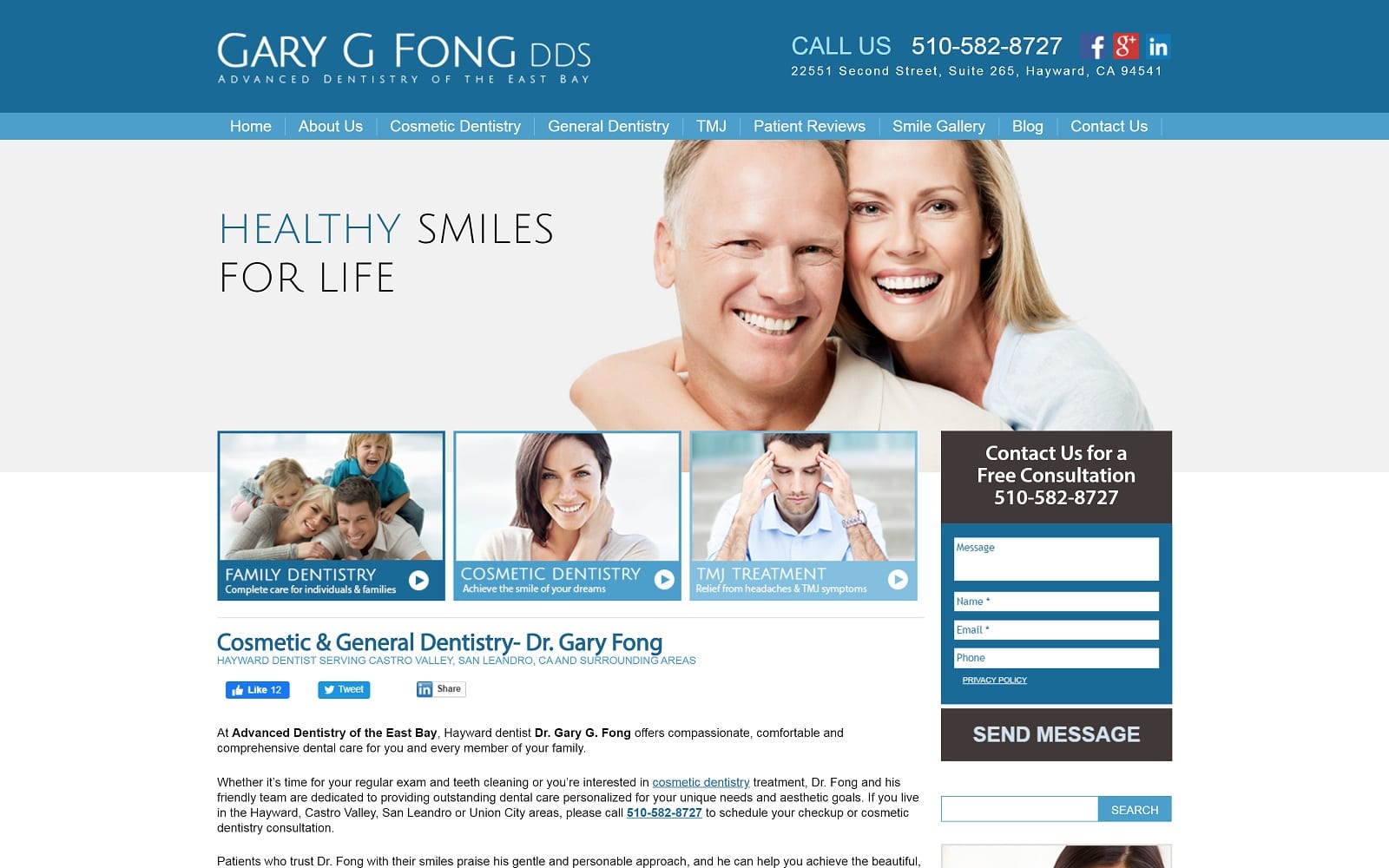 The Screenshot of Gary G. Fong, DDS - Advanced Dentistry of the East Bay drgaryfong.com Website
