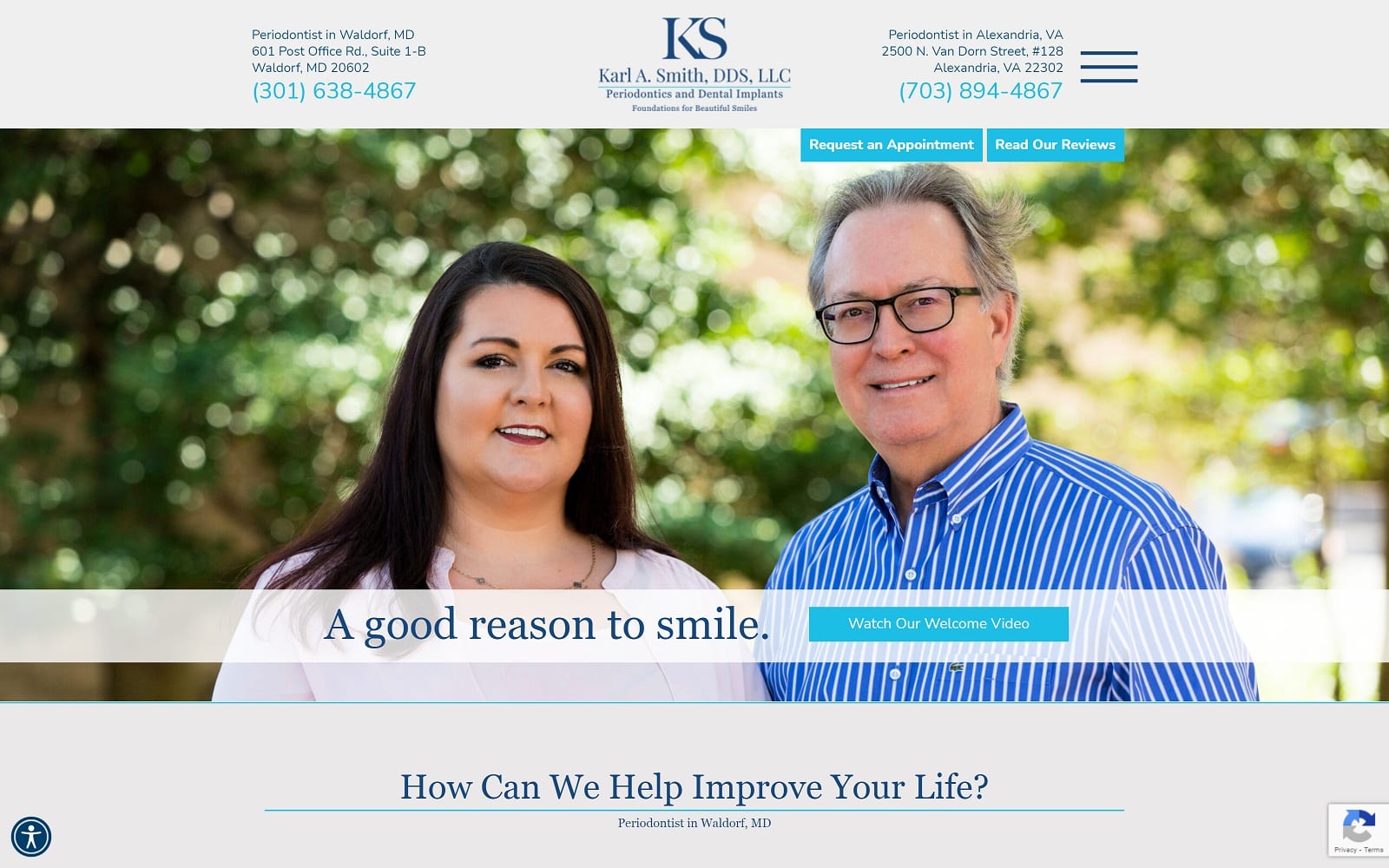 The Screenshot of Karl A. Smith, DDS, LLC of Alexandria drkarlsmith.com Website