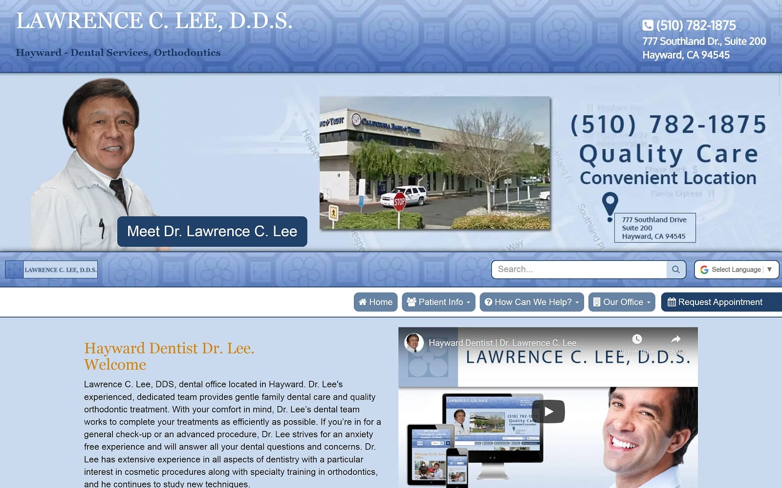 The Screenshot of Lawrence C. Lee, DDS drlawrenceleedds.com Website