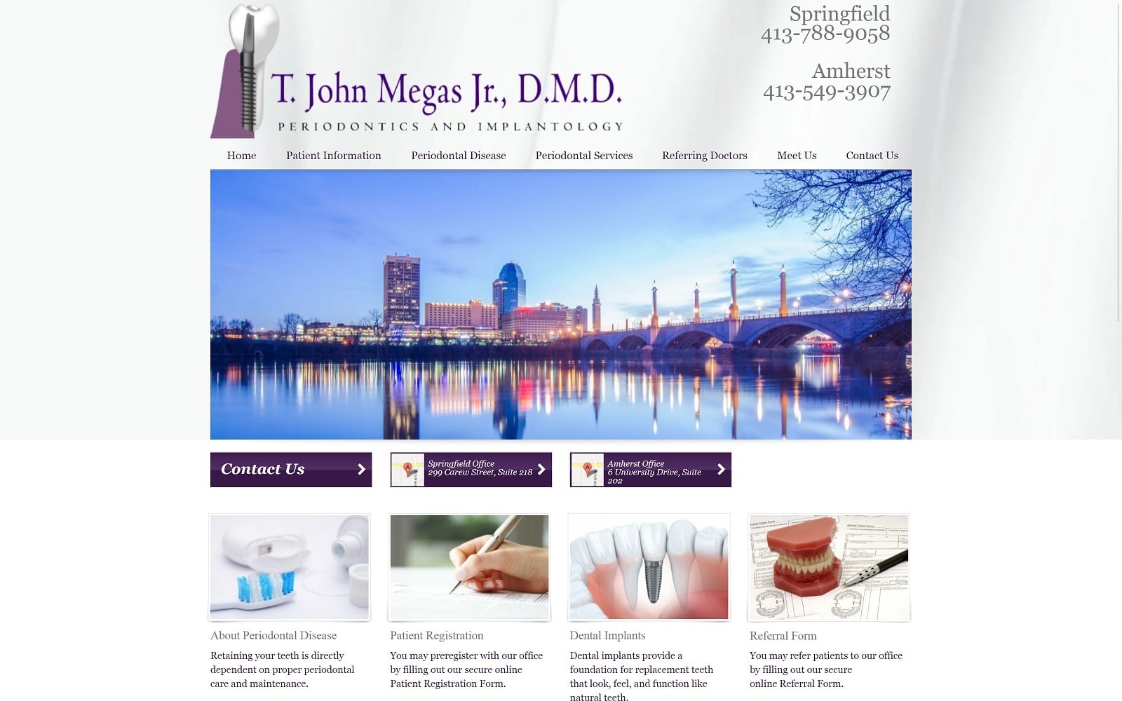 The Screenshot of T. John Megas Jr., DMD Periodontics and Implantology drmegas.com Website