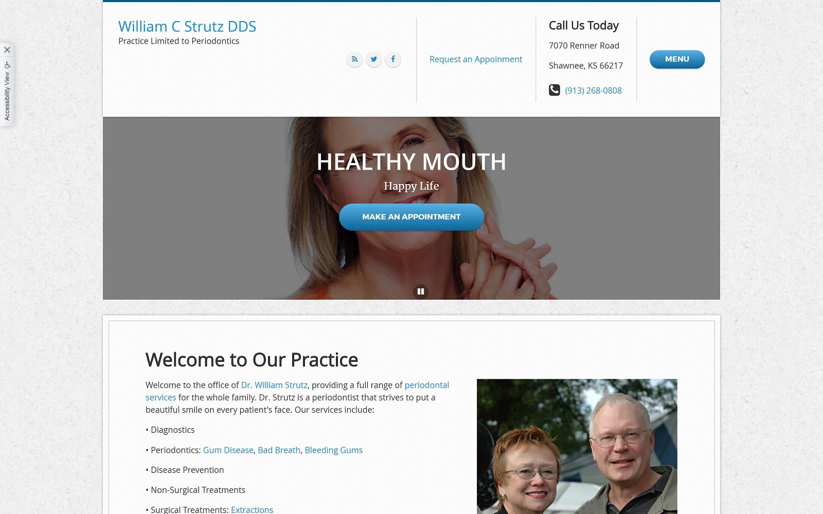 The Screenshot of William C. Strutz DDS - Practice Limited to Periodontics drstrutzperiodontics.com Website 