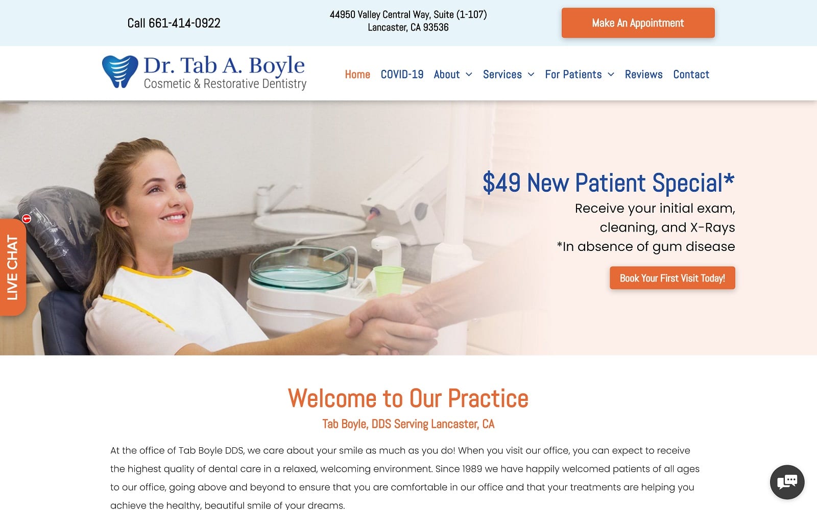 The Screenshot of Lancaster Dentist - Dr Tab A Boyle DDS - Cosmetic and Restorative Dentistry drtabboyle.com Website