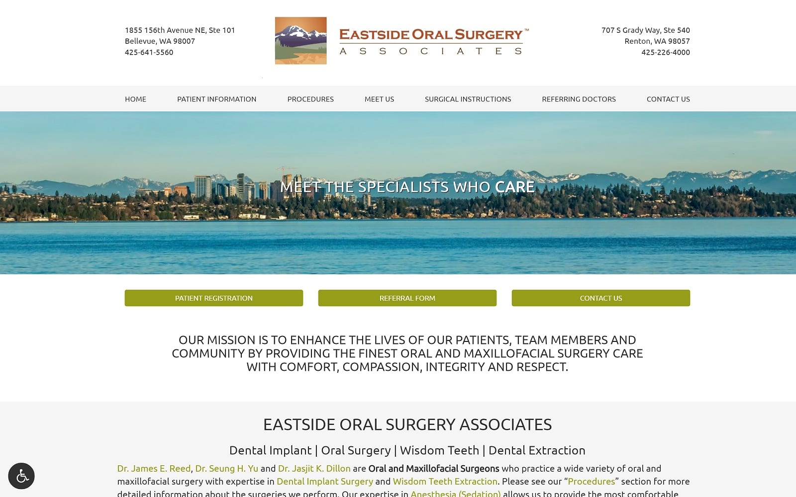 The Screenshot of Eastside Oral Surgery Associates - Dental Implant & Oral Surgery Specialists eastsideosa.com Website