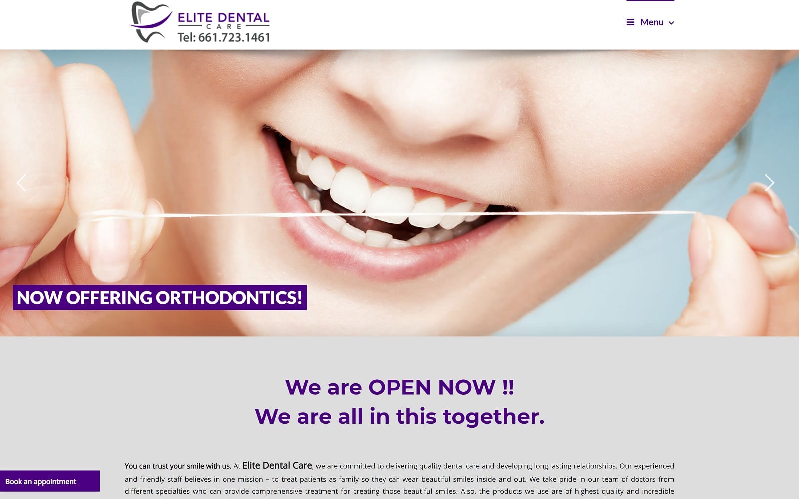 The Screenshot of Elite Dental Care elitedentallancaster.com Website