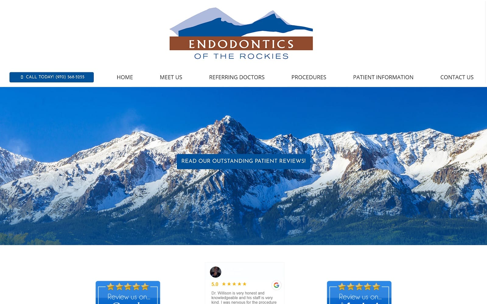 The Screenshot of Endodontics of the Rockies endorockies.com Website
