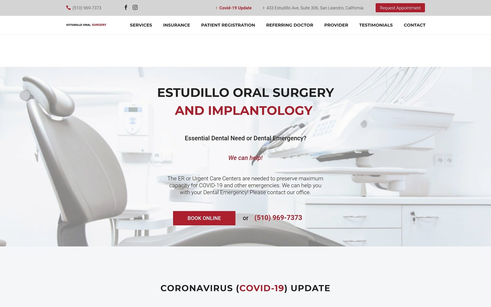 The Screenshot of Estudillo Oral Surgery & Implantology estudillooralsurgery.net Website