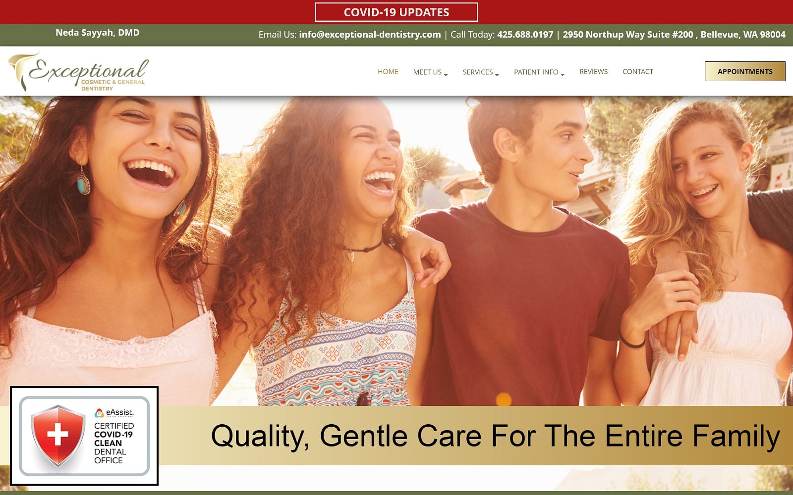 The Screenshot of Exceptional Cosmetic & General Dentistry: Neda Sayyah, DMD exceptional-dentistry.com Website

