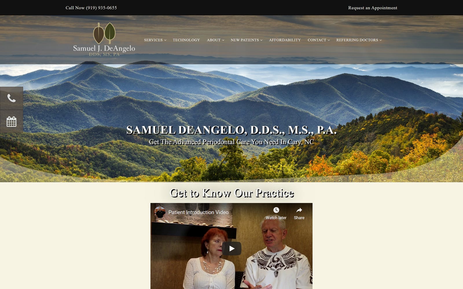 The Screenshot of Samuel DeAngelo, DDS, MS, PA executiveperioofcary.com Website