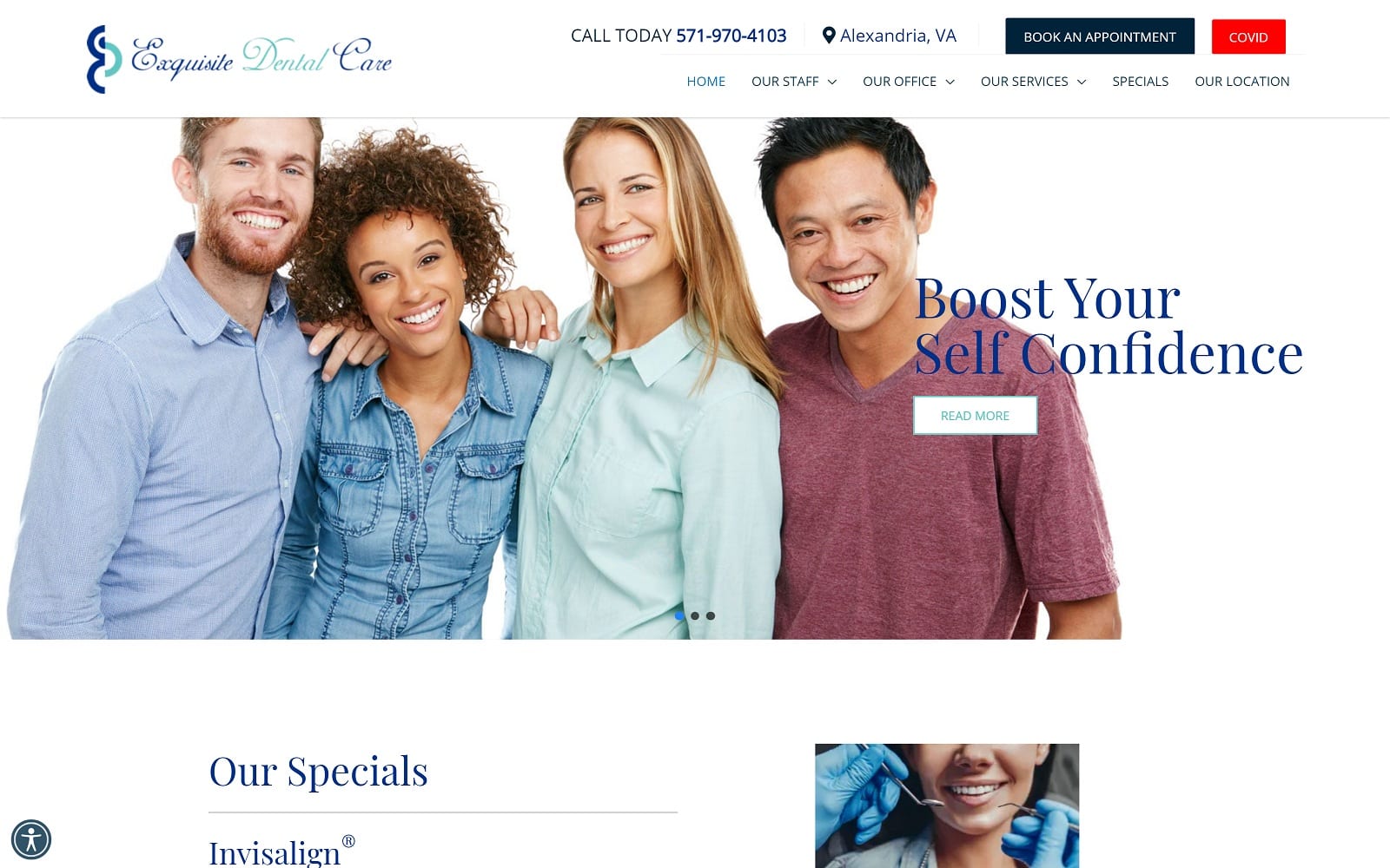 The Screenshot of Exquisite Dental Care exquisitedc.com Website