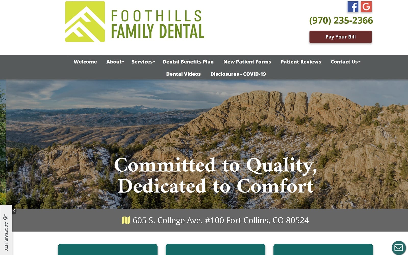 The Screenshot of Foothills Family Dental foothillsdentalfc.com Website