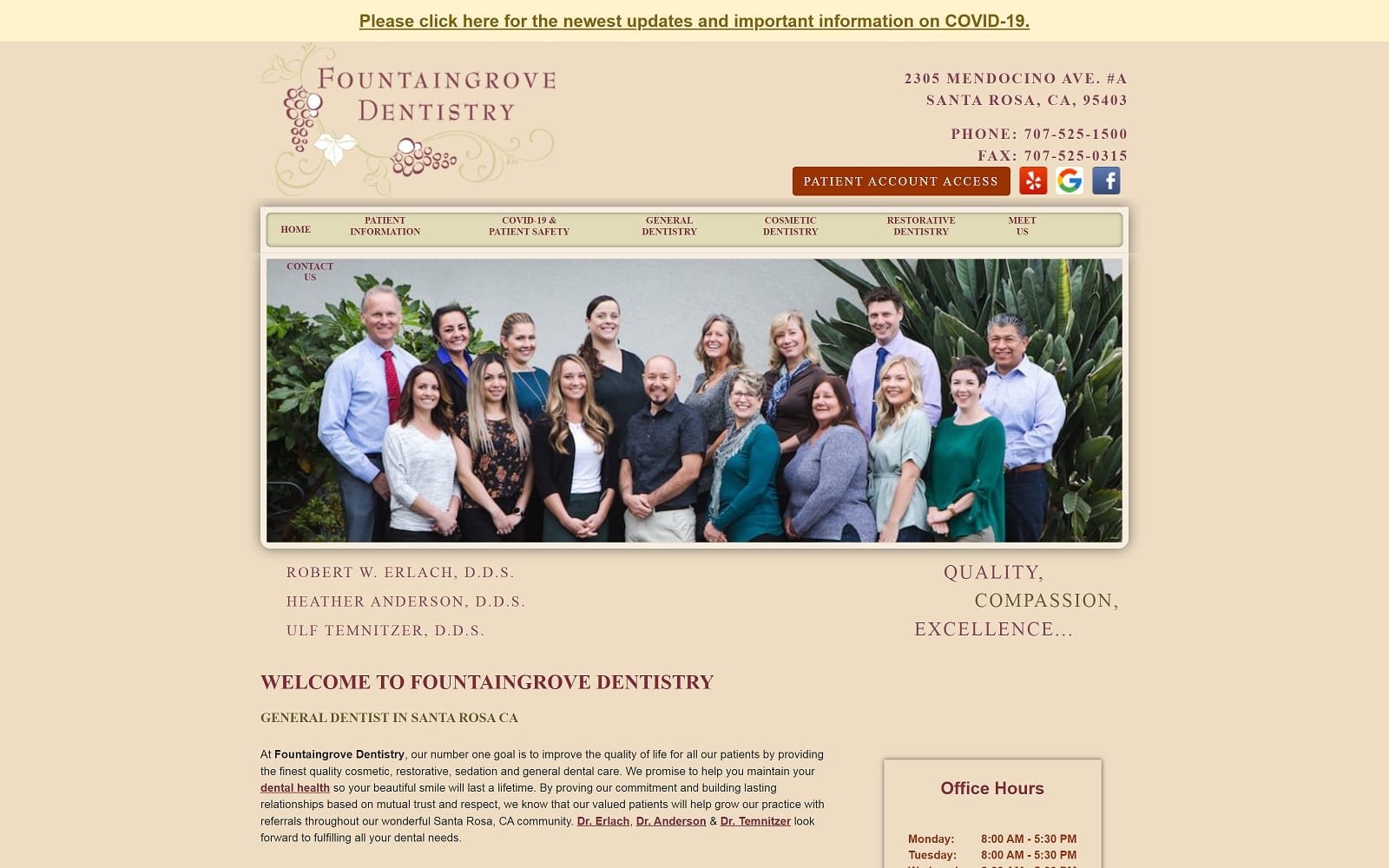The Screenshot of Fountaingrove Dentistry fountaingrovedentistry.com Website