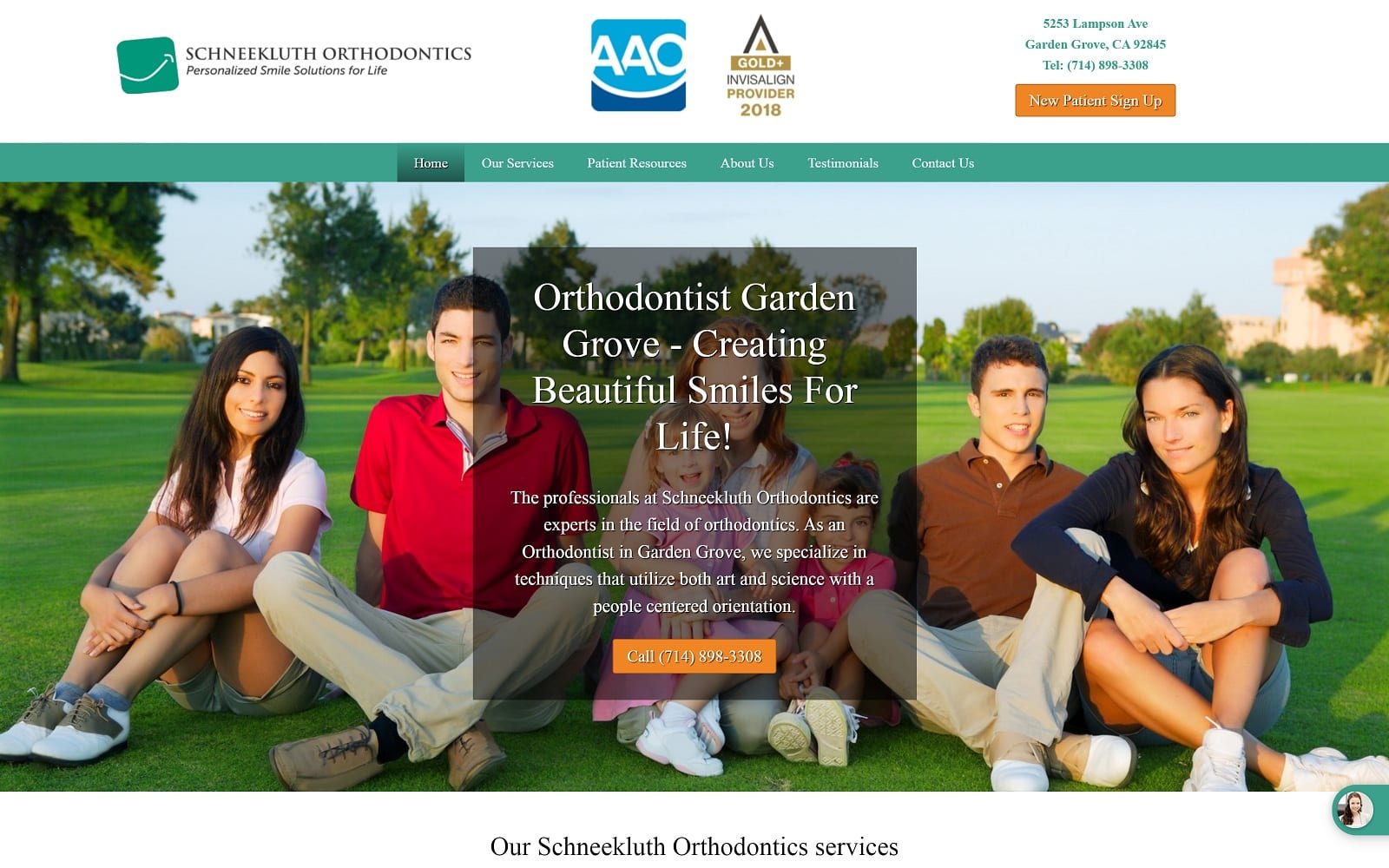 The Screenshot of Schneekluth Orthodontics: Dr. Clark Schneekluth gardengrovecaorthodontist.com Website