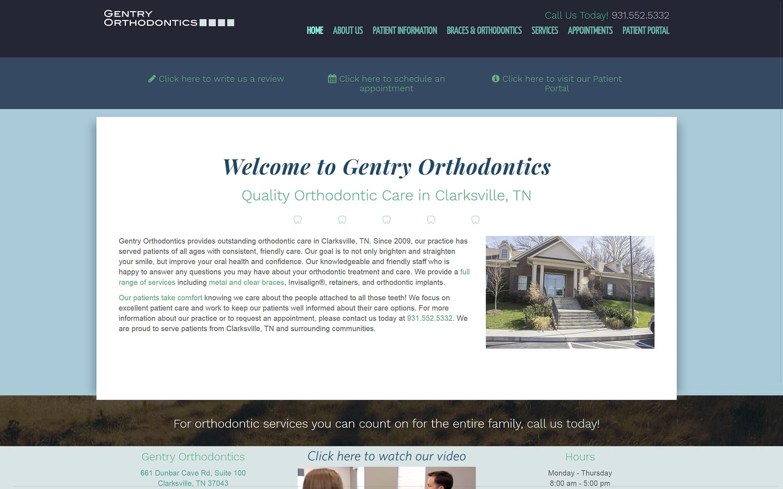 The Screenshot of Gentry Orthodontics gentrybraces.com Website