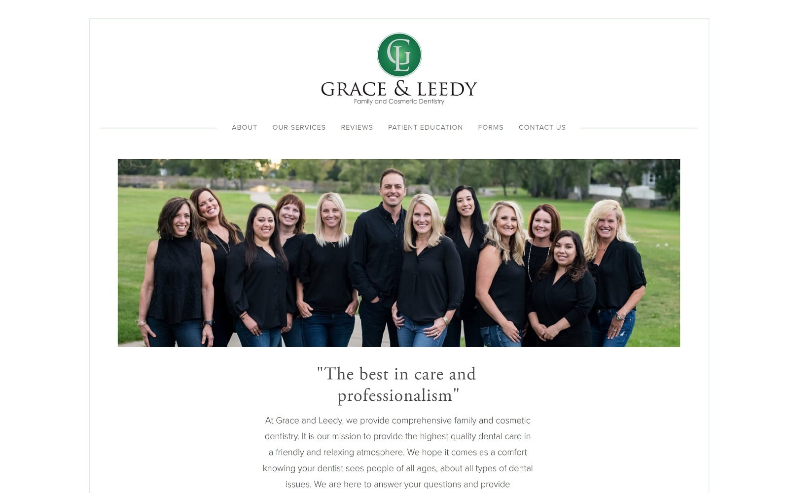 The Screenshot of Grace & Leedy - Family and Cosmetic Dentistry graceleedydentistry.com Website