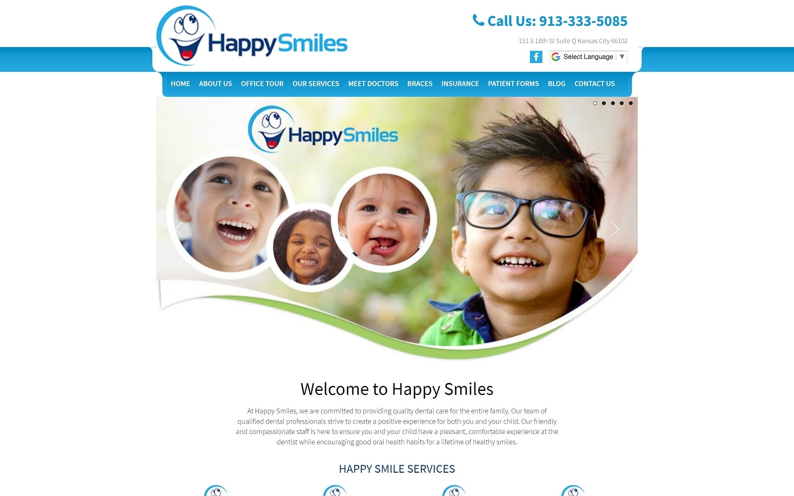 The Screenshot of Happy Smiles happysmileskansascity.com Website  