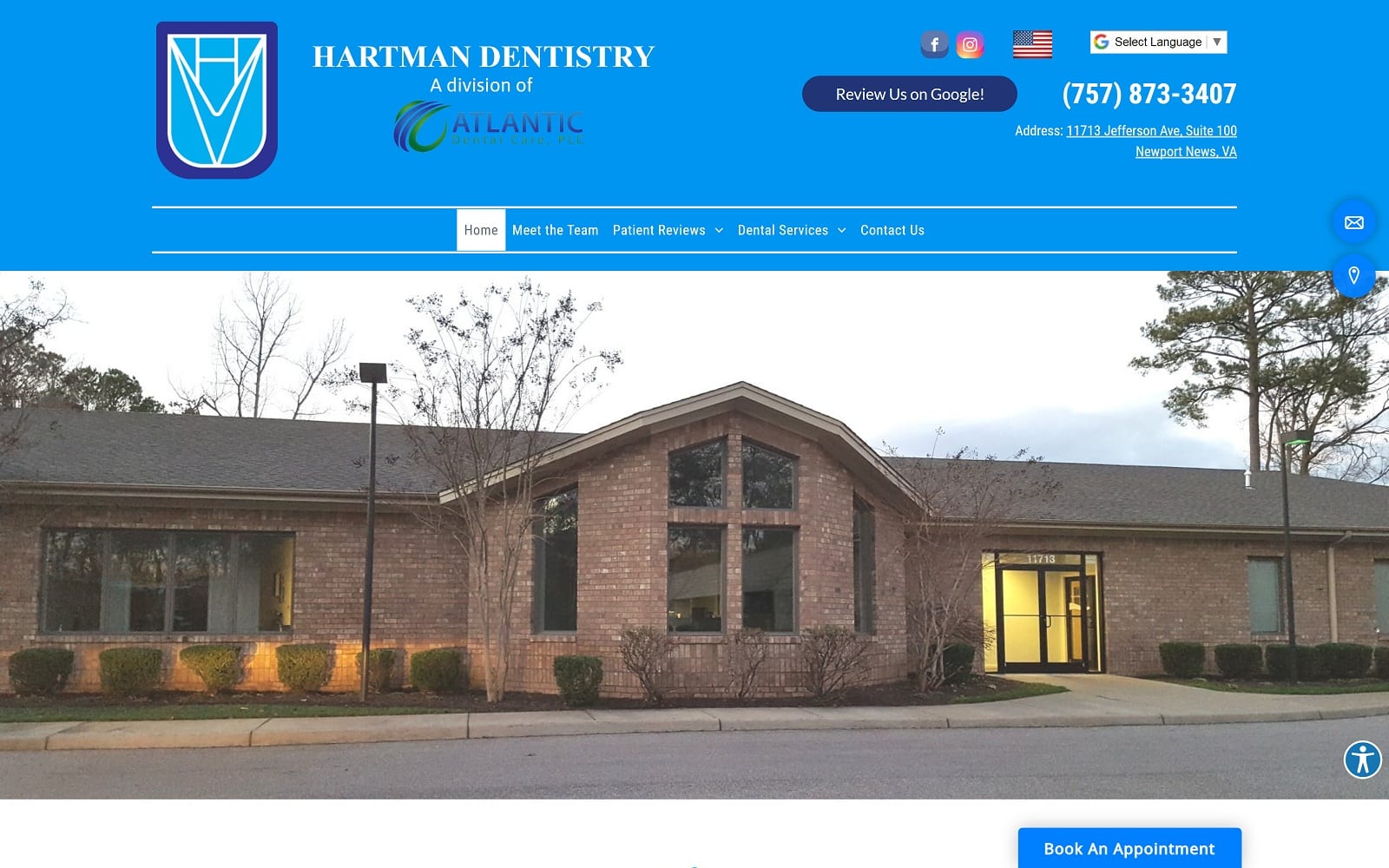 The Screenshot of Hartman Dentistry hartmandentistry.com Website
